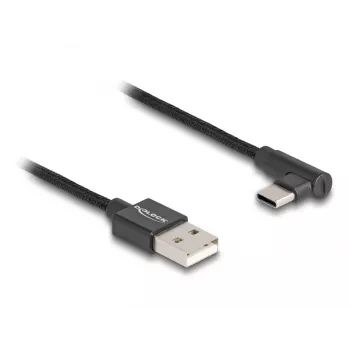 Cabo DeLOCK USB 2.0 Type-A macho para Type-C macho angular 0,5 m preto