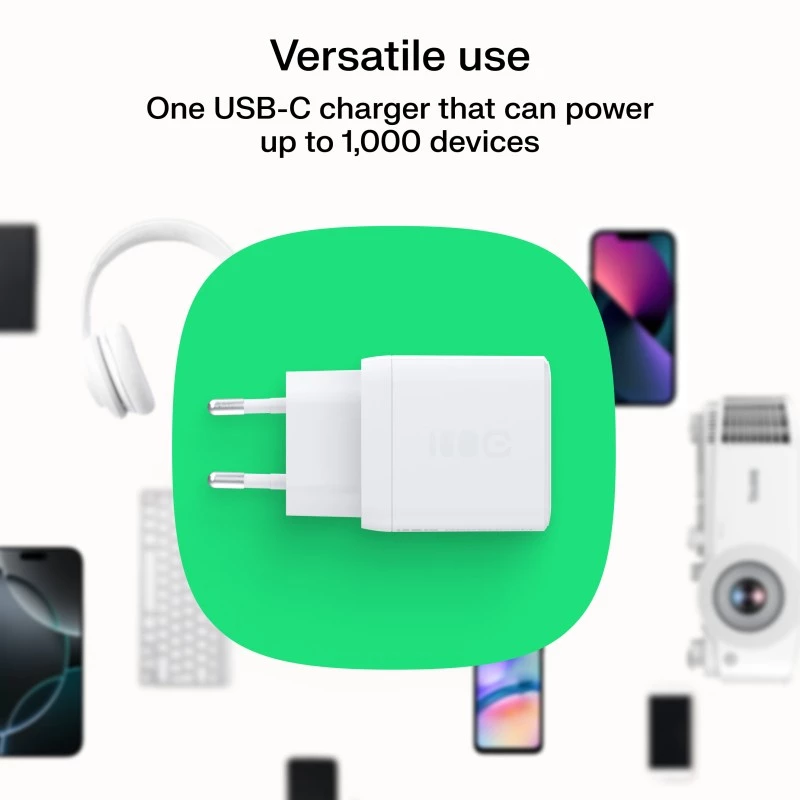 Fonte de alimentação Green Cell PowerSource Solo30 30W branca — carregador USB-C, 30 W de potência de saída