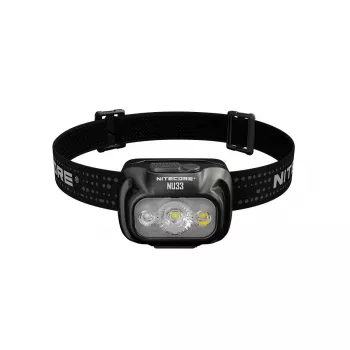 Lanterna frontal Nitecore NU33, preta, 3 LEDs, 700 lm, alumínio, recarregável por USB, IP66
