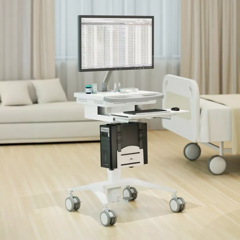 Suporte para CPU MACLEAN MC-116W, design ajustável em altura e orientável para montagem sob a secretária