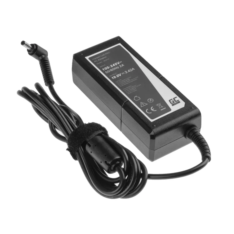 Fonte de alimentação Green Cell AD41P 65W para portáteis ASUS, 19V 3,42A, interior, preto