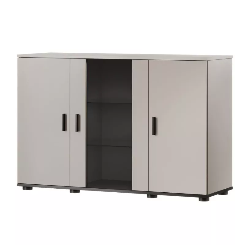 Cómoda Cama Meble SOHO 120×41×80 cm — frentes cor de cashmere, estrutura preta