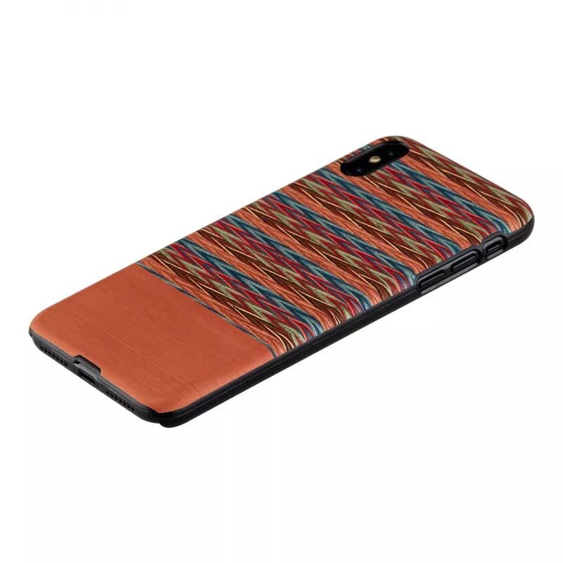 Capa para telemóvel de man and wood para iPhone XS Max – padrão xadrez castanho com moldura preta