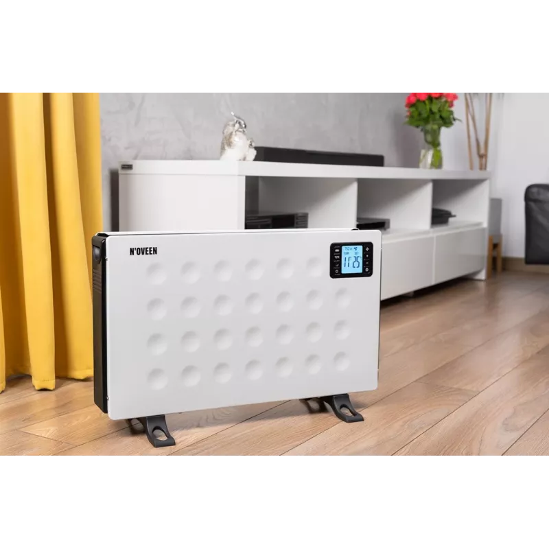 Aquecedor elétrico convector NOVEEN CH8000 — 2000 W, 3 níveis de potência, temporizador, comando, branco