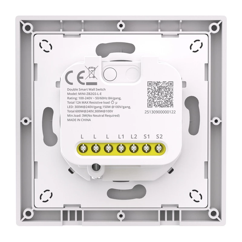 Interruptor ZigBee de dois canais para embutir Sonoff MINI-ZB2GSL-E — interruptor inteligente compacto, dois canais de relé, sem necessidade de neutro