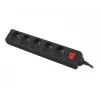 Lanberg Cabo Régua de tomadas, 5X tomadas francesas com interruptor, cobre de alta qualidade, 1.5 m | PS1-05E-0150-BK