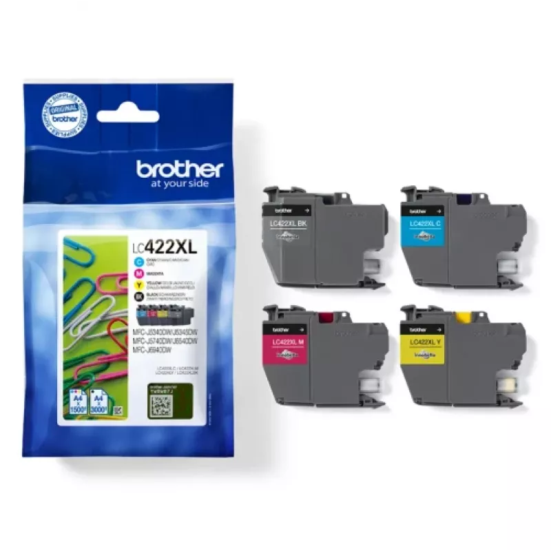 Brother LC422XLVALDR Cartucho de tinta 4 unid. Original Alto (XL) Alcance Preto, Ciano, Magenta, Amarelo