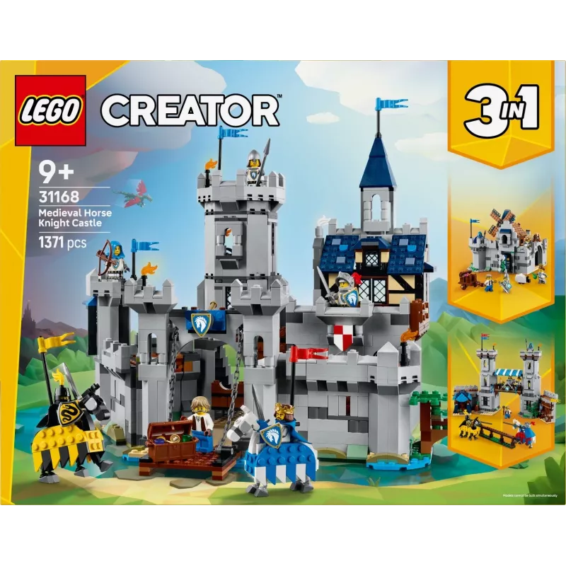 Brinquedo de construção LEGO Creator 3-in-1 conjunto Castelo Medieval dos Cavaleiros 31168 — 1371 peças, 6 minifiguras, a partir dos 9 anos