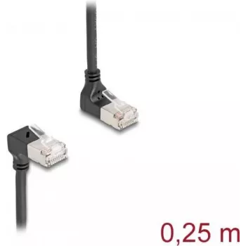 Cabo de rede DeLOCK RJ45 Cat.6A S/FTP fino 90° 0,25 m preto