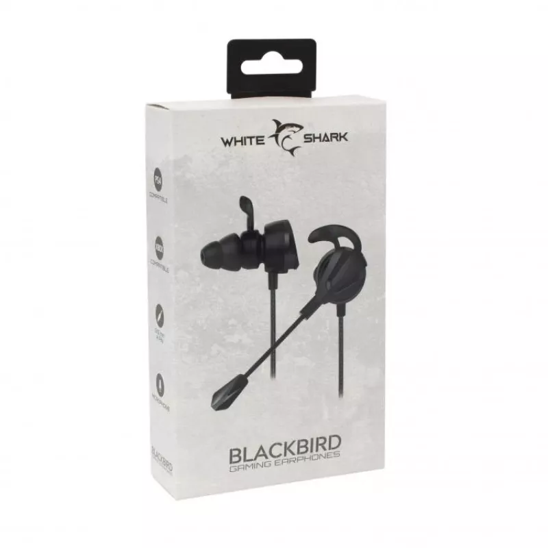 Auscultadores com microfone White Shark preto BIRD