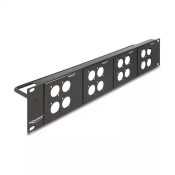 Painel D-Type DeLOCK 88195 19 polegadas com 4 placas, 16 portas, 2U, preto