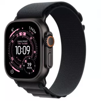 Apple Watch Ultra 3 GPS + Cellular 49mm caixa de titânio preta com bracelete Alpine Loop preta Medium