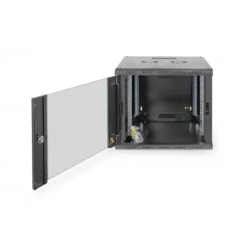 DIGITUS Professional Unique DN-19 09U-6/6-SW - armário - armário de rede - adequado para montagem na parede - preto, RAL 9005 - 9U - 48,3 cm (19) (DN-19 09U-6/6-SW)
