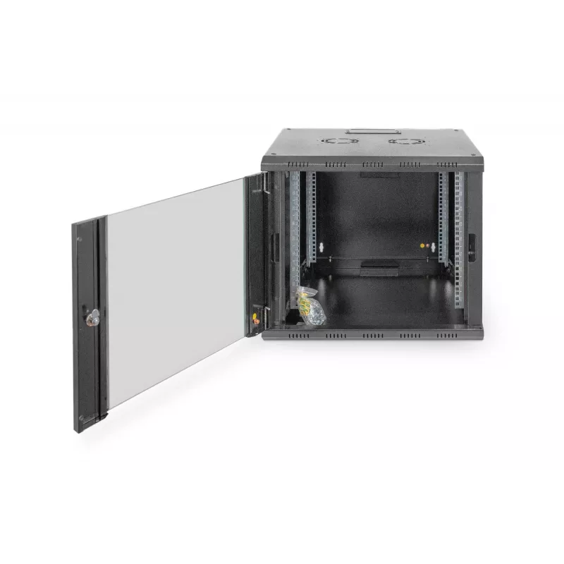 DIGITUS Professional Unique DN-19 09U-6/6-SW - armário - armário de rede - adequado para montagem na parede - preto, RAL 9005 - 9U - 48,3 cm (19) (DN-19 09U-6/6-SW)