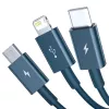 Cabo USB 3em1 Baseus Superior Series, USB para Micro-USB / USB-C / Lightning, 3,5 A, 1,5 m (azul)