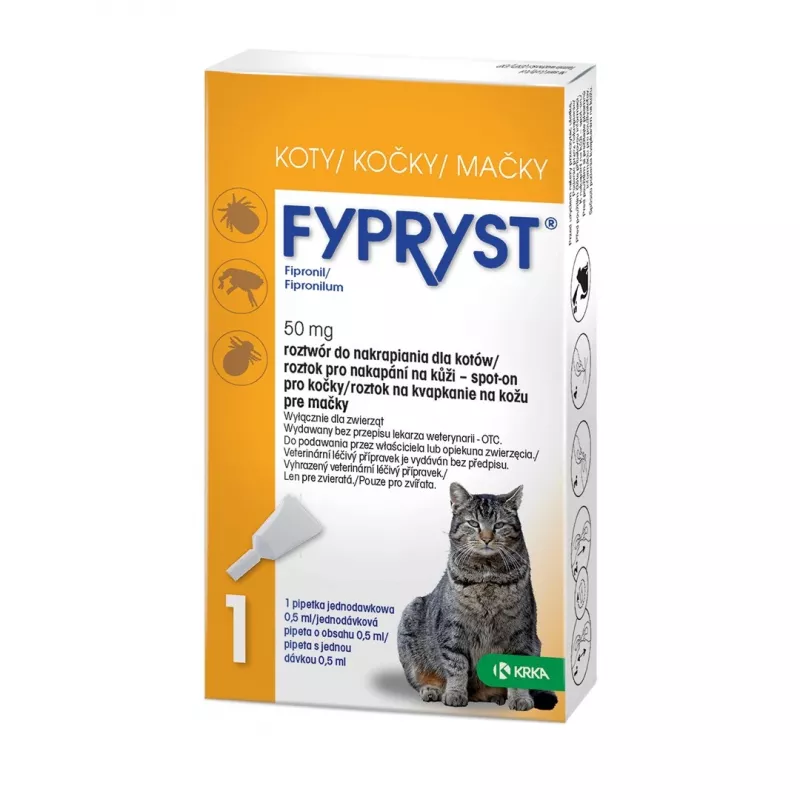 FYPRYST 50 mg - gotas contra pulgas e carraças para gatos – 1x0,5 ml
