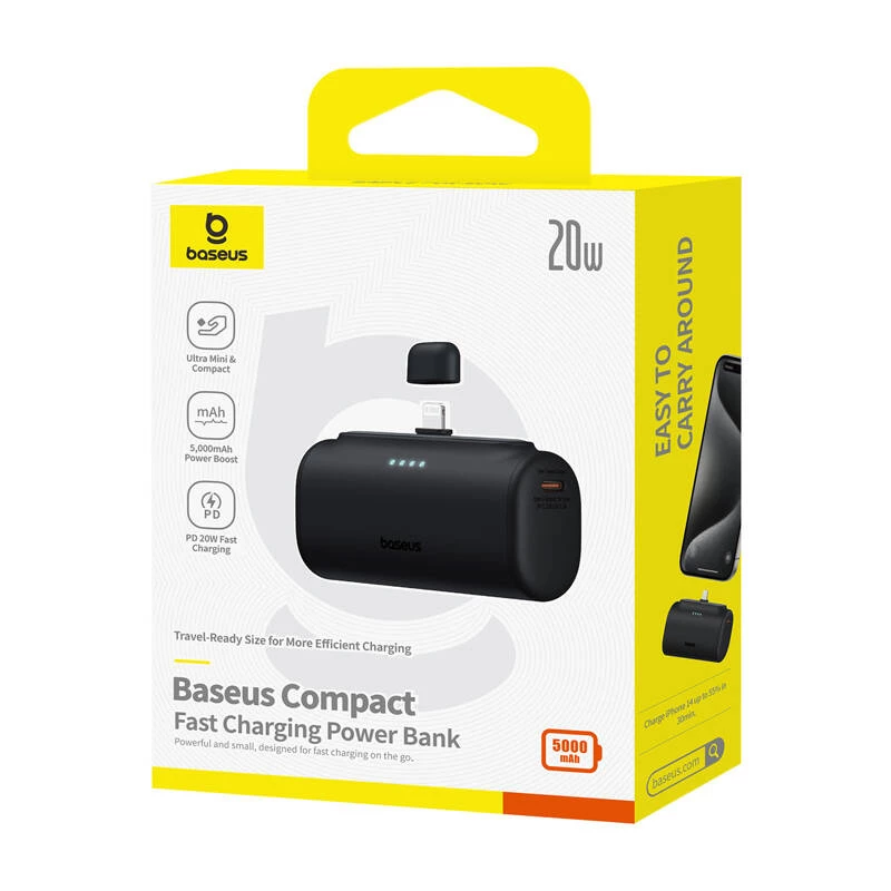 Powerbank Baseus Compact (IP Edition) 20W USB-C Fast Charge 5000mAh Cluster preto