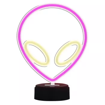 Lâmpada de mesa MANTA SNL86PK Style Neon Lights UFO rosa – lâmpada néon decorativa rosa