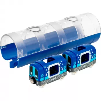 Welt Tunnelbox U-Bahn brilha no escuro, veículo de brincar azul