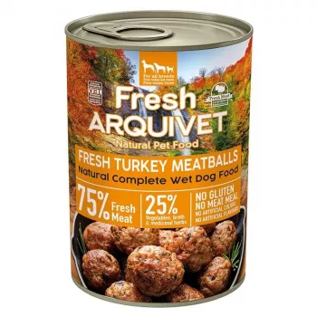 ARQUIVET almôndegas frescas de peru - comida húmida para cães - 400 g