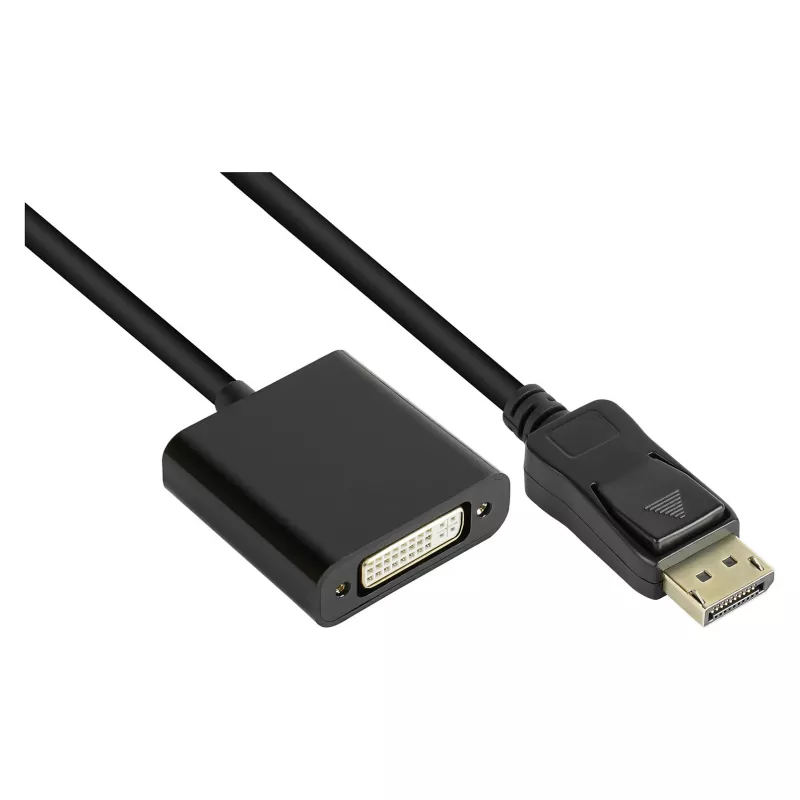 Adaptador DisplayPort macho para DVI-I 24+5 fêmea, 1080P @60Hz, contactos banhados a ouro, aprox. 20cm, Good C (DP-AD10)