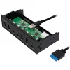 Hub USB 3.0 LogiLink, 7 portas 5,25 polegadas interno, com função de carregamento rápido - Hub - 6 x SuperSpeed USB 3.0 + 1 x SuperSpeed USB 3.0 (carregamento)