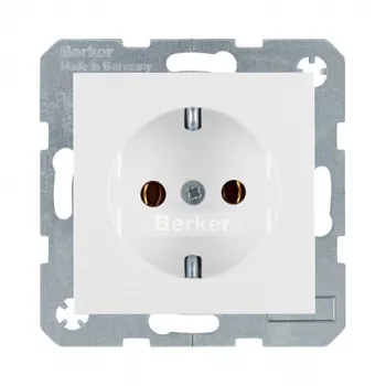 Tomada Type F berker 47438989, branco, caixa duroplástico, 250V 16A, IP20, profundidade 32mm