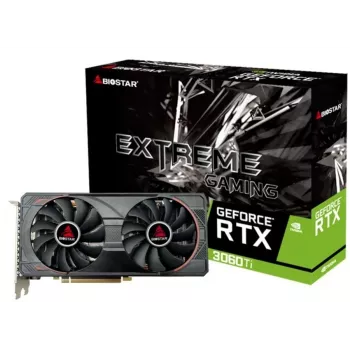 Placa gráfica BIOSTAR GeForce RTX 3060 Ti — 8 GB GDDR6, 256 bits, PCIe 4.0, 1665 MHz Boost, 3×DP/1×HDMI, 2 ventoinhas