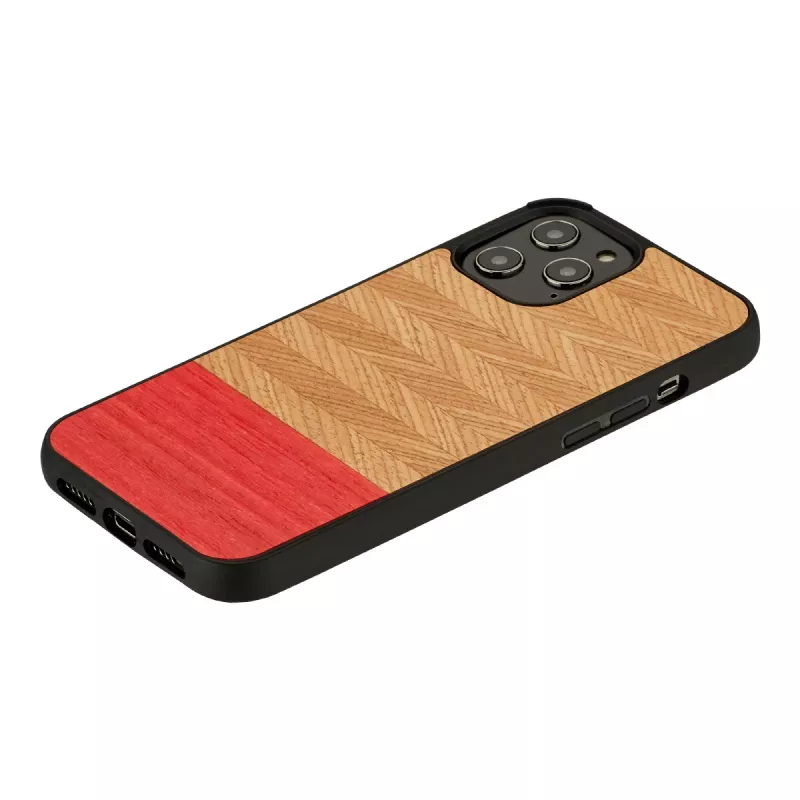 Capa de proteção man and wood para iPhone 12 Pro Max — Herringbone Azalea preto