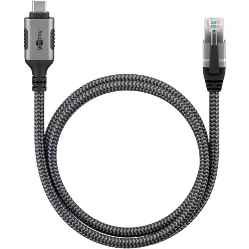 Goobay 70755 cabo USB-C para RJ45 Ethernet CAT 6 para ligação à Internet com fios estável com router/modem/switch de rede/substitui adaptador USB para RJ45 / 1