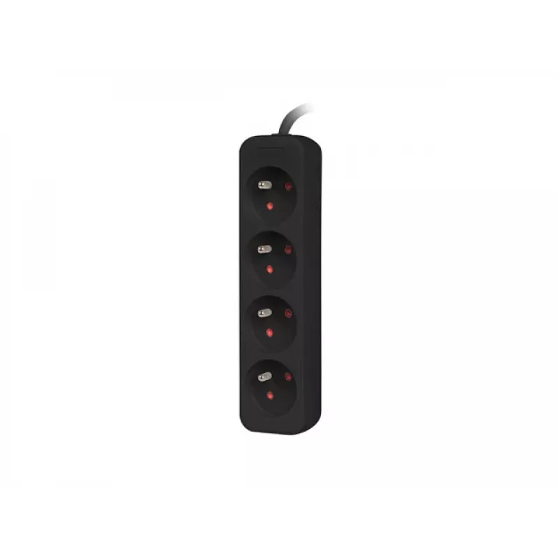 Lanberg, régua de tomadas, PS0-04E-0150-BK distribuidor de energia 4 tomadas AC interior preto (4x, CEE 7/5, 1,50 m)