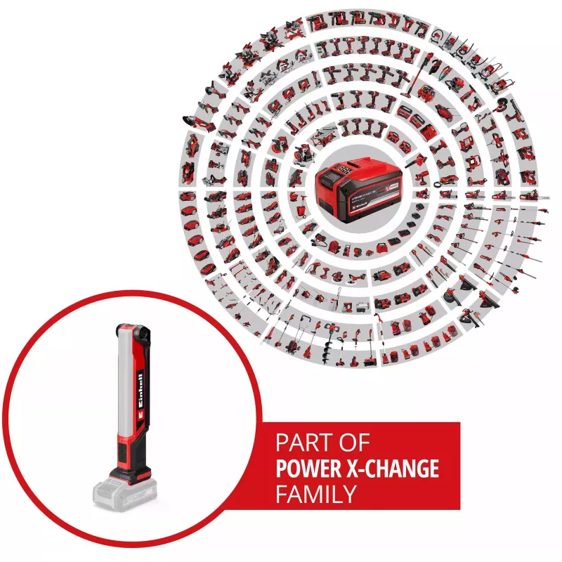 Luminária a bateria Power X-Change TE-CL 18/1000 S Li - Solo, 18 volts, luminária LED vermelha, sem bateria e carregador