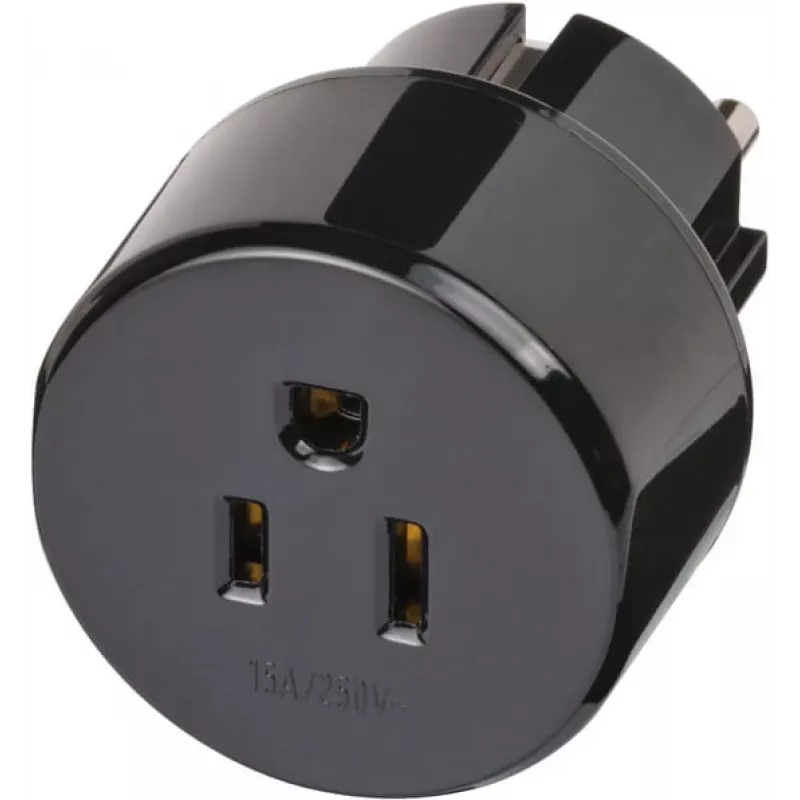 Adaptador de viagem EUA, Japão/ficha com terra, adaptador de tomada preto