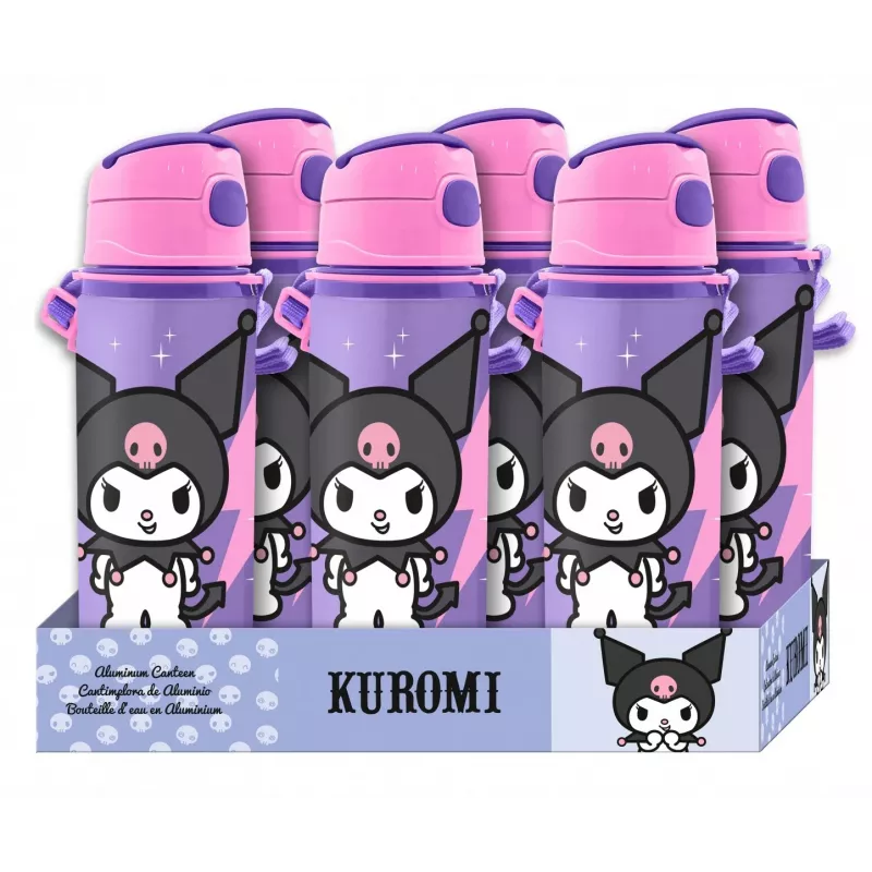 Kids Euroswan garrafa de alumínio com alça 600 ml Kuromi