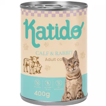 KATIDO Vitela com Coelho - Comida húmida para gatos - 400g
