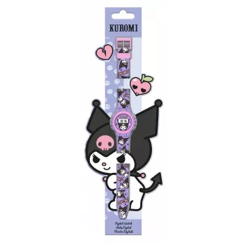 Relógio de pulso infantil Kids Euroswan Kuromi modelo KU00002 para criança, mostrador analógico, movimento de quartzo