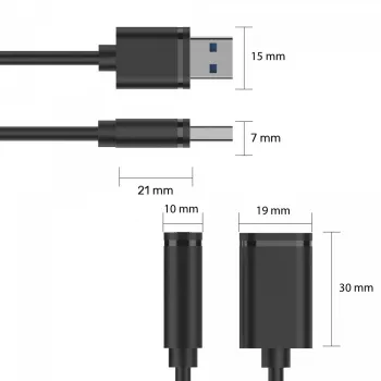 Cabo USB UNITEK Y-C447GBK 0,5 m USB 2.0 preto