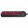 Extensão elétrica MACLEAN MCE204 cabo de 1,5 m, 5 tomadas AC, interior, preto/vermelho