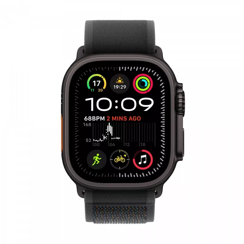 Watch Ultra 2 GPS + Cellular 49 mm caixa de titânio preto com Black Trail Loop - S/M