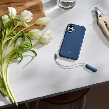 Capa com suporte para iPhone 17 da Apple Beats — MagSafe, controlo de câmara, policarbonato/microfibra, Azul, compatível com 6,3 polegadas