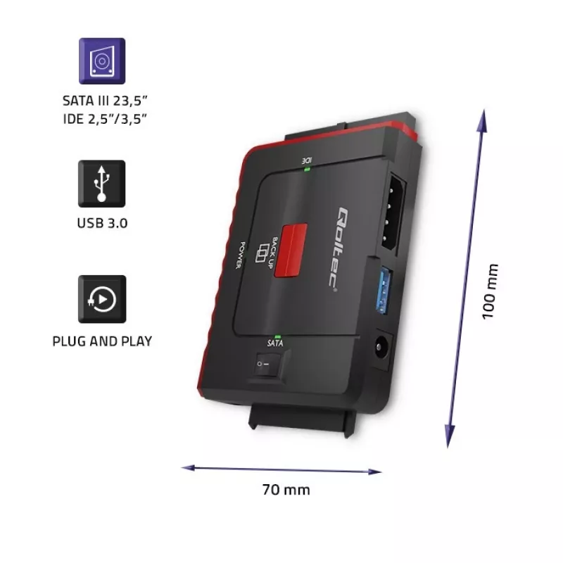 Adaptador USB 3.0 para IDE SATA III QOLTEC 50645