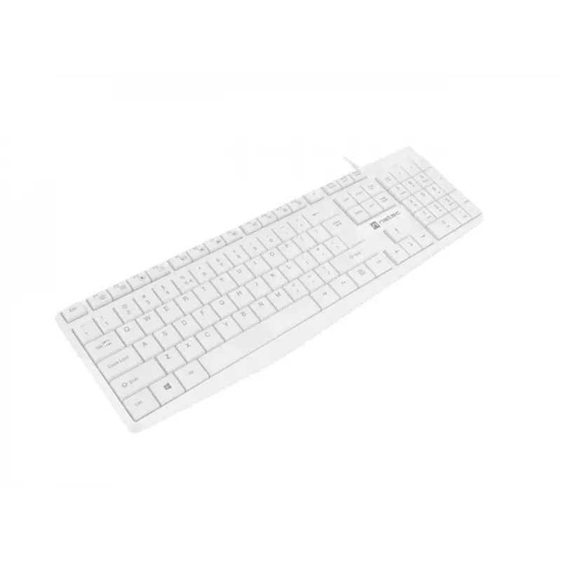 Teclado completo com fios NATEC NAUTILUS NKL-1951, 105 teclas, US International QWERTY, branco, USB, 1,8 m