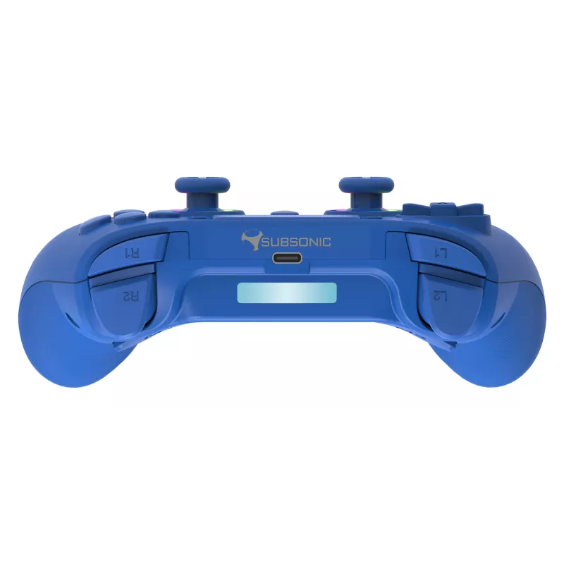 Comando LED sem fios SUBSONIC SA5639-3 para PS4 e PC, comando sem fios azul