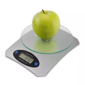 Balança de cozinha eletrónica ESPERANZA Avocado cinzento — capacidade de 5 kg, plataforma de bambu, unidades g/lb/oz
