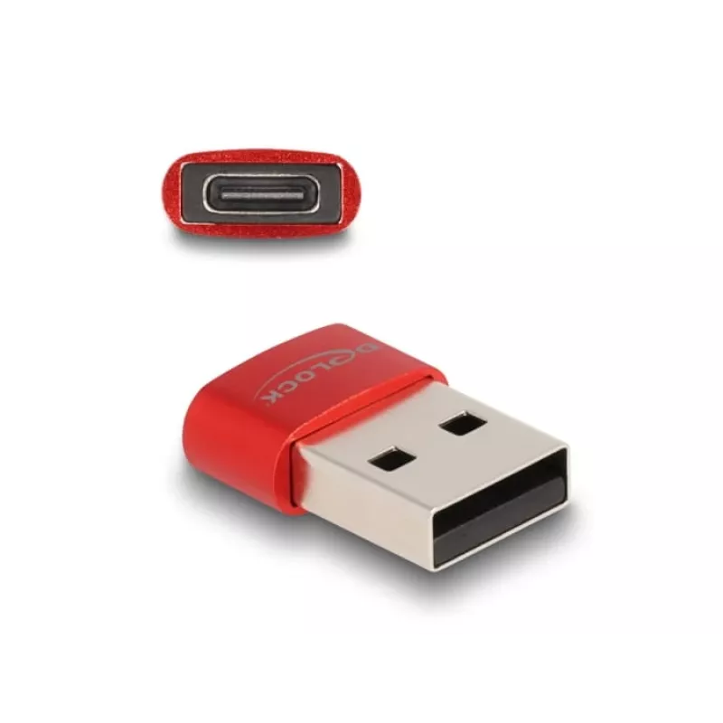 Delock - Adaptador USB - USB (M) para 24 pin USB-C (F) - USB2.0 3 A - vermelho (60050)