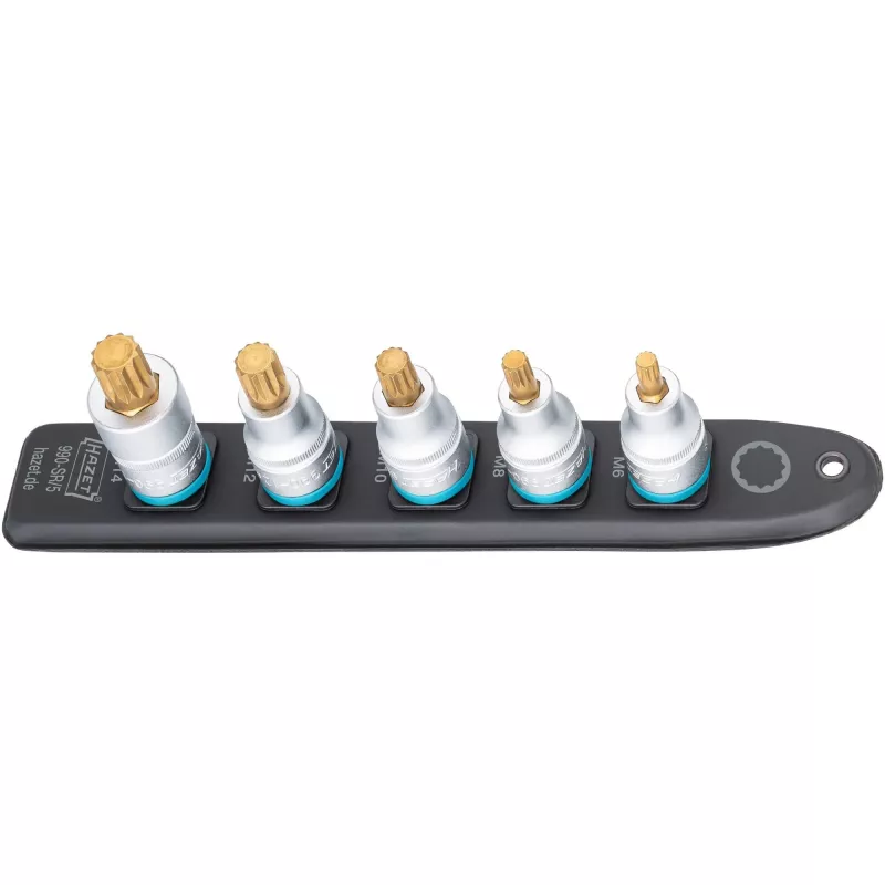 Conjunto de chaves de caixa Hazet 990-SR/5 chaves de caixa curtas de perfil multiponto, 5 peças, tamanhos M6–M14
