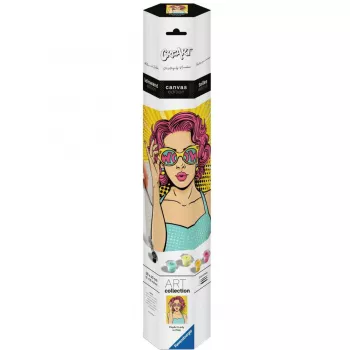 Conjunto de pintura Ravensburger CreArt ART Collection Canvas Edition — Lady in Pink (PopArt)