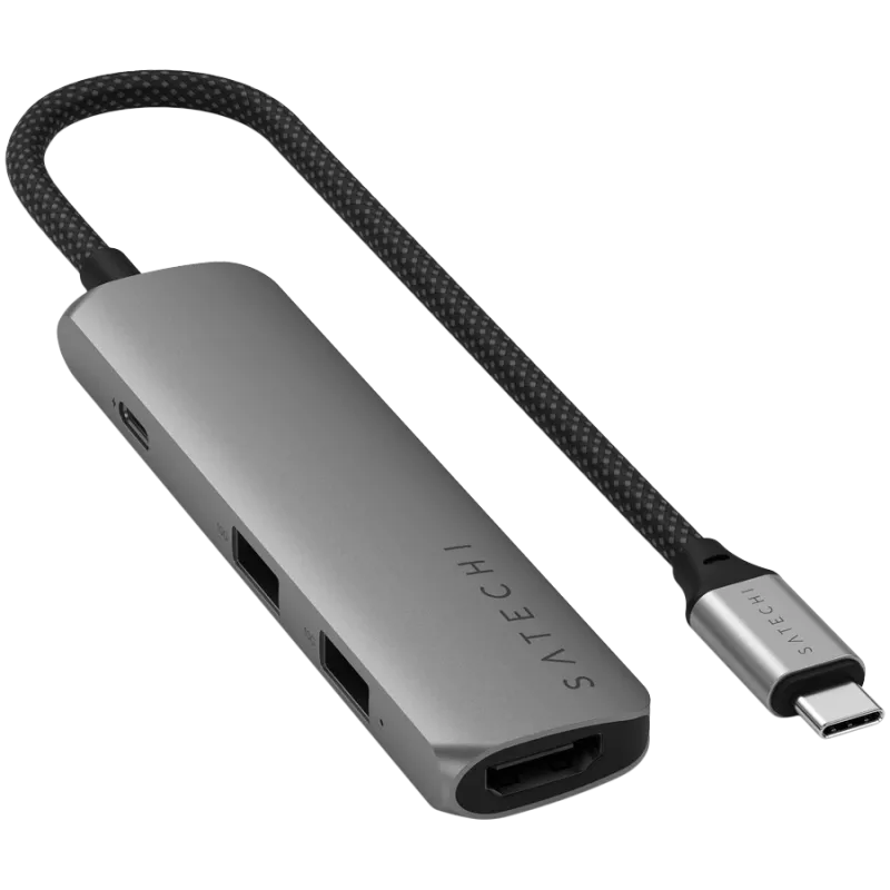 Hub de interface Satechi ST-P4SM USB Type-C 10000 Mbit/s cinzento