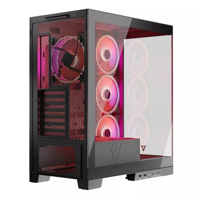 Caixa de PC MODECOM Volcano SPACE APEX ARGB Midi Tower, vidro temperado, USB-C, suporta ATX/microATX/Mini-ITX, GPU até 430 mm, dissipador de CPU até 180 mm