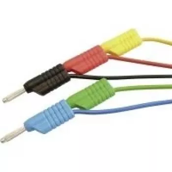 VOLTCRAFT MS 4100S Conjunto de cabos de medição, fichas de lamelas de 4 mm, 1 m, vermelho/preto/azul/verde/amarelo